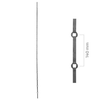 Tyč probíjená 14x14mm,délka 2m,rozteč 140mm