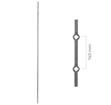 Tyč probíjená na koso 14x14mm,délka 2m,rozteč 140mm