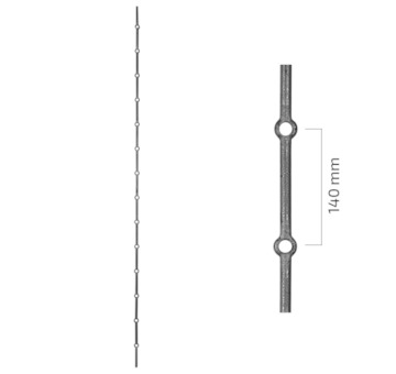 Tyč probíjená pr.14mm,délka 2m,rozteč 140mm